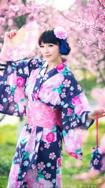 Pretty girl wearing a kimono