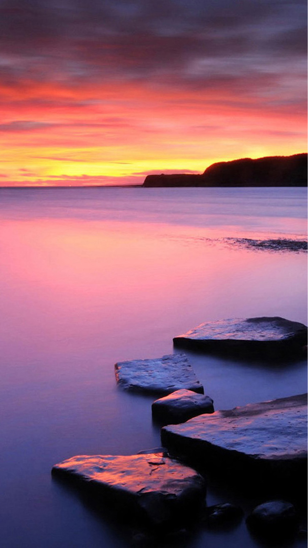 Sunset on Beach with rocks