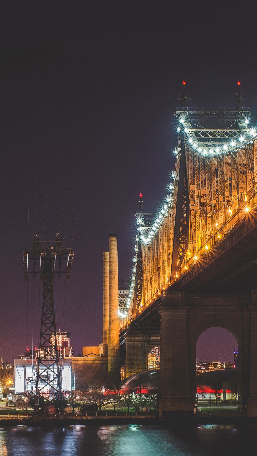 City Night Bridge Light View