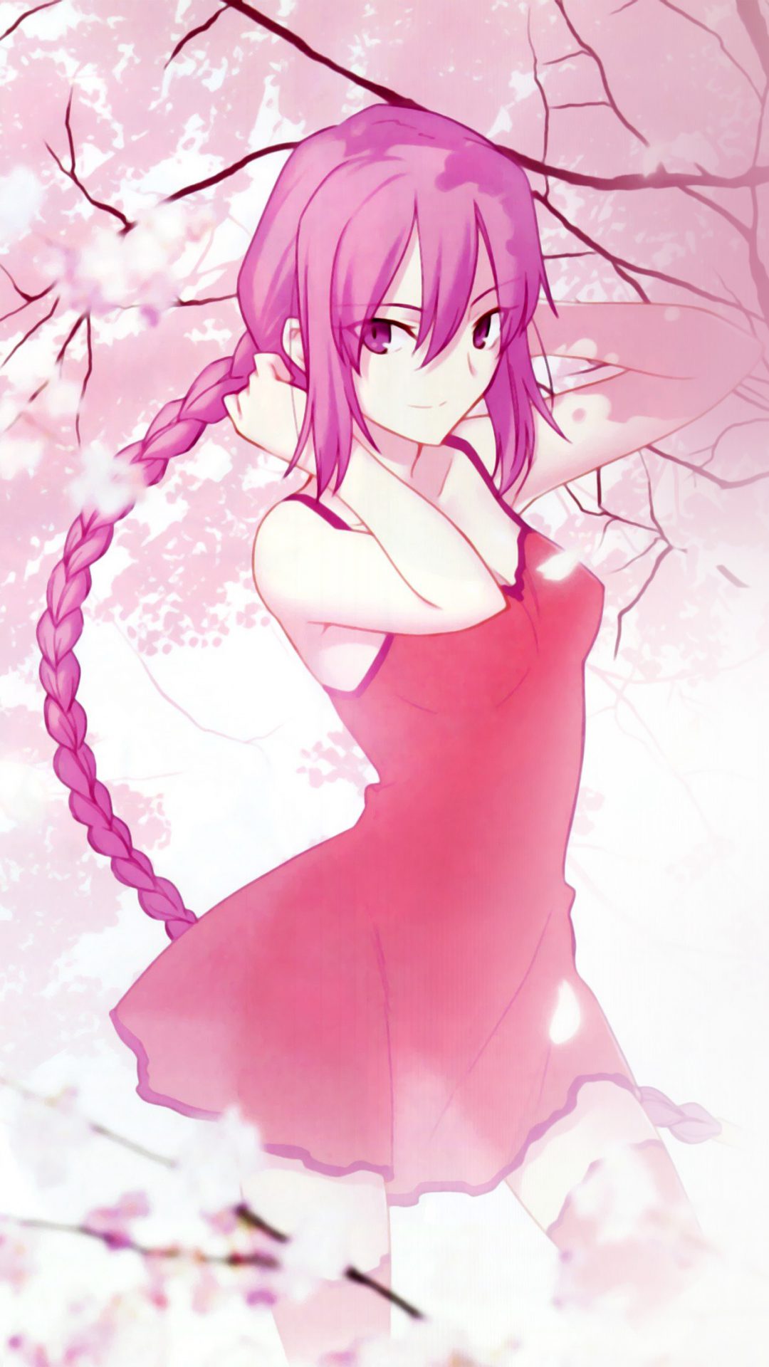 Pink Girl Anime Art Illustration Flower Blossom
