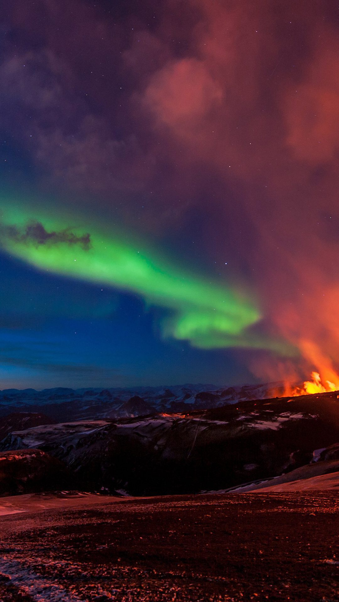 Iceland Mountain Fire Nature