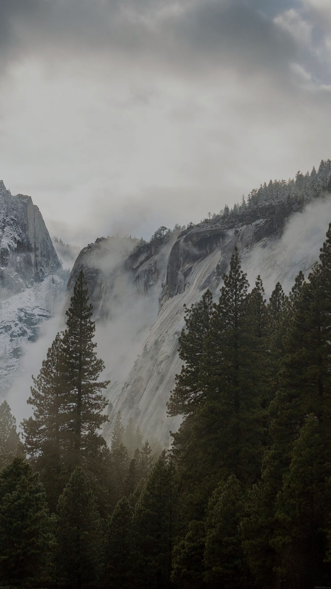 Yosemite Snow Dark Mountain Nature