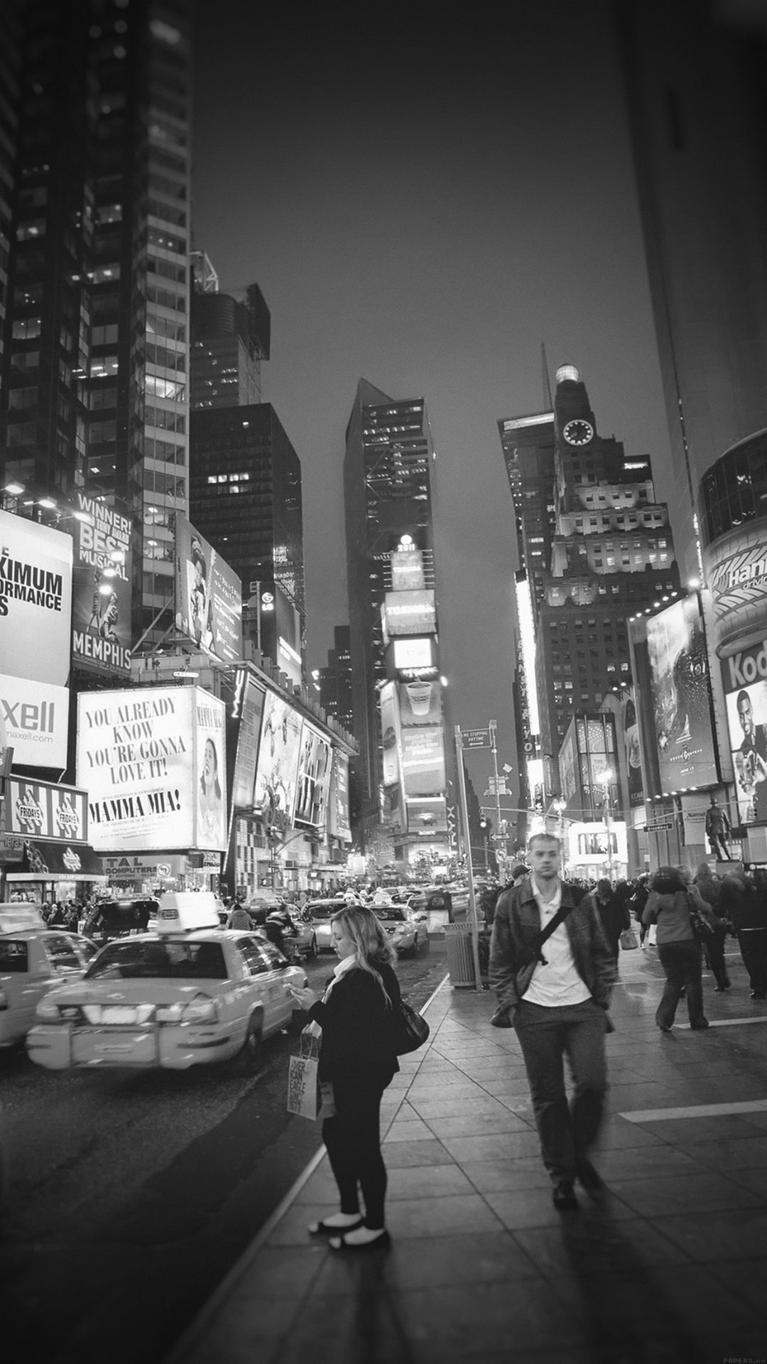 New York Street Night City Dark Bw Vignette