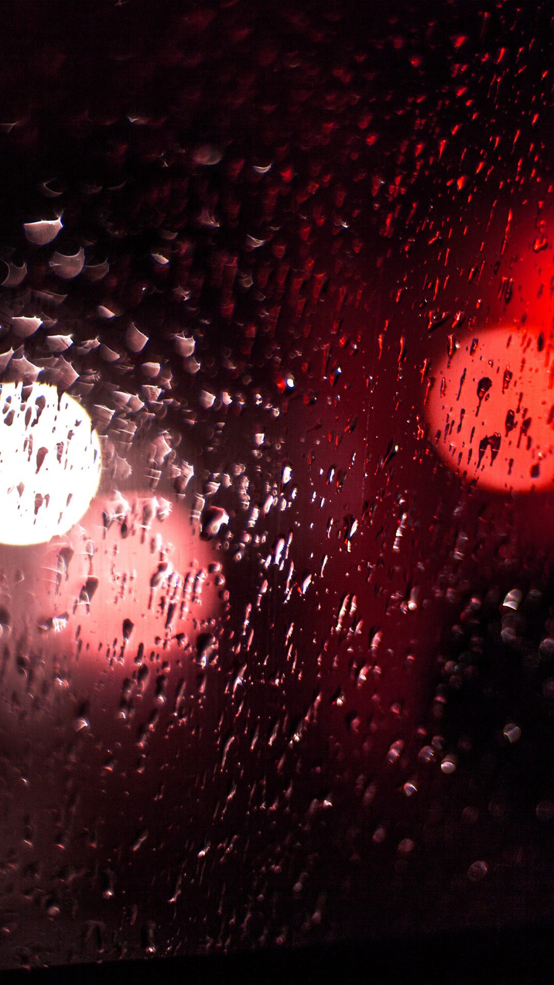 Rainy Night Drops Bokeh Red Light Pattern
