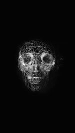 Digital Skull Dark Abstract Art Illustration Bw