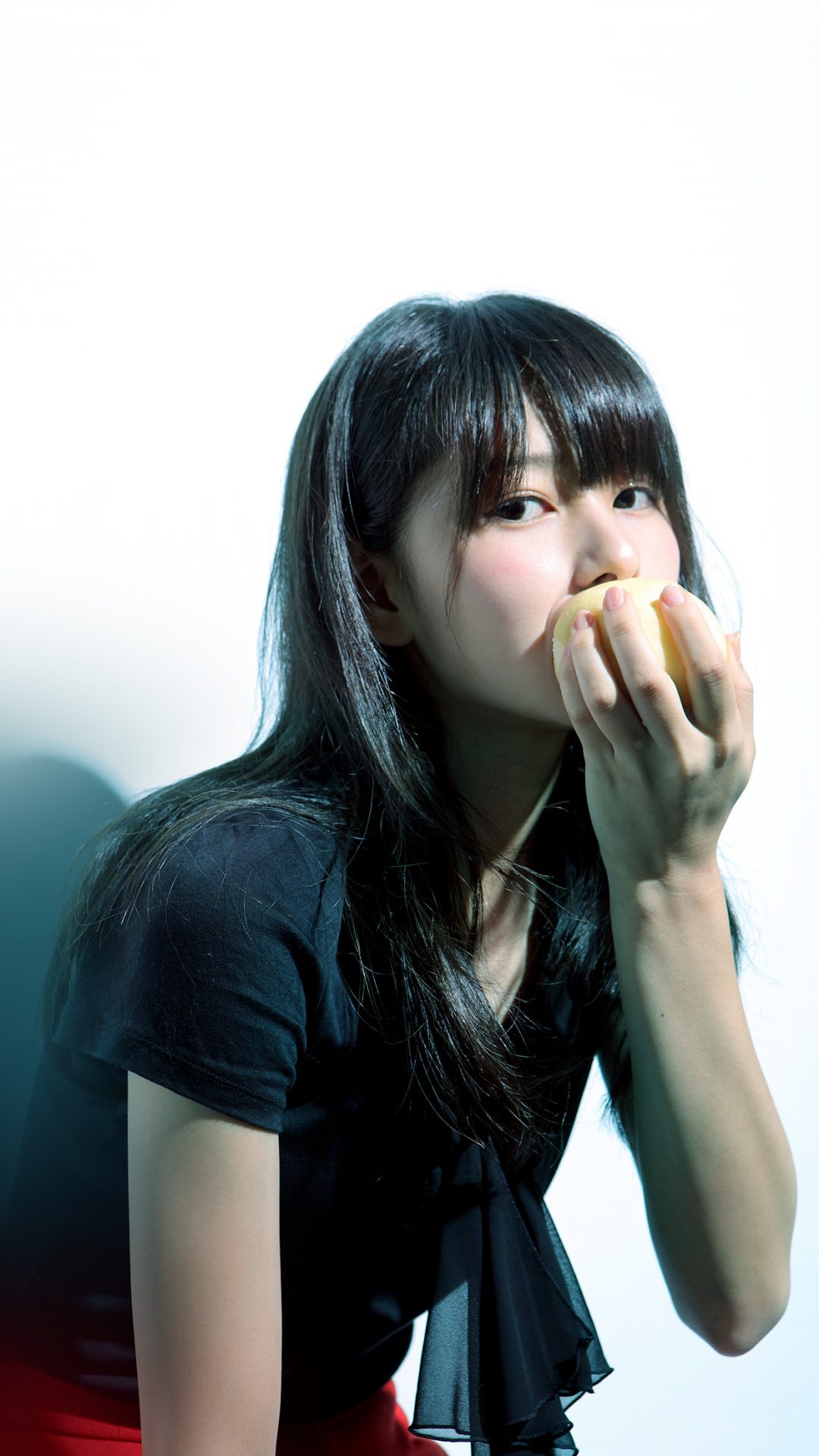 Girl Asian Eating Apple Cute